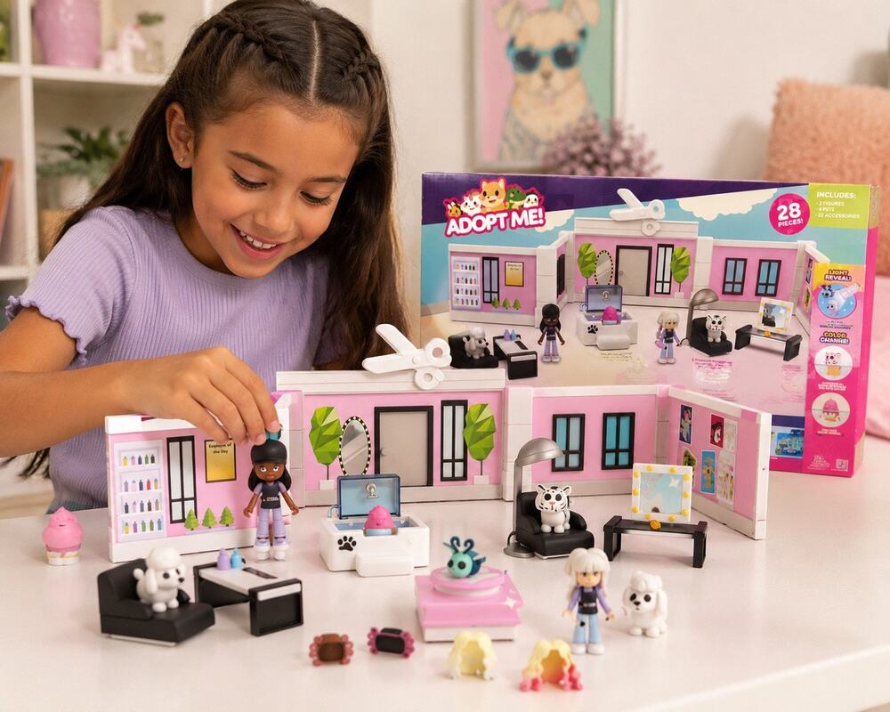 Adopt Me! Salon Playset 28 Pc Figures Pets Accessories Virtual Code New in Box